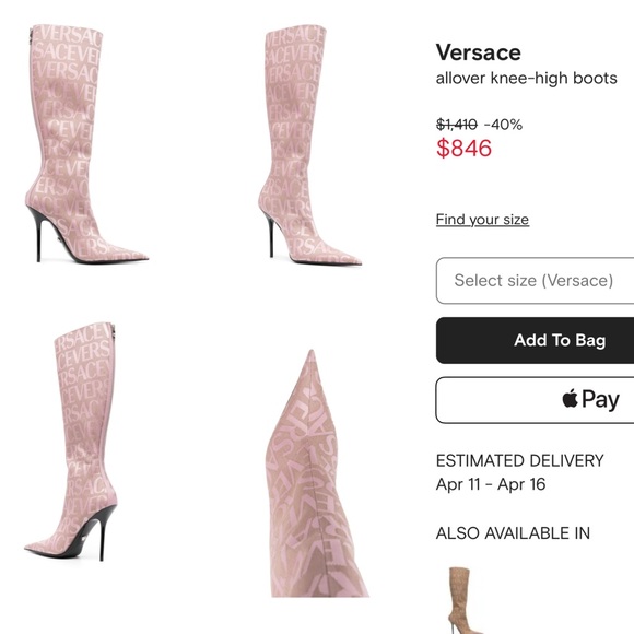 2024 110MM Versace Canvas Logo Boots Pink No Longer Avail & Price Is Firm‼️🔥 - Picture 2 of 12